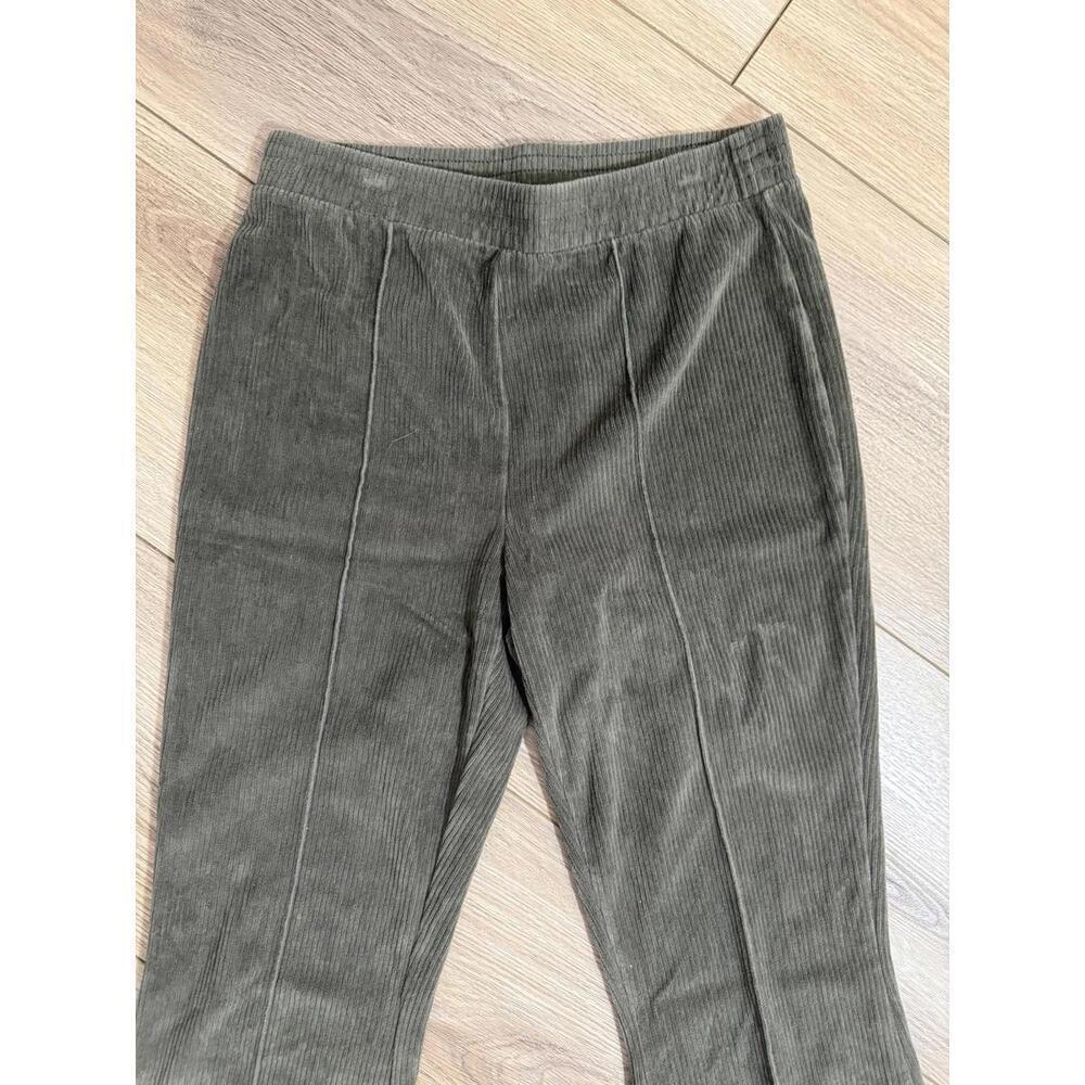 Aerie Pants Womens Small Green Corduroy Flare Leg Elastic Waist Pull On Casual - Picture 2 of 7